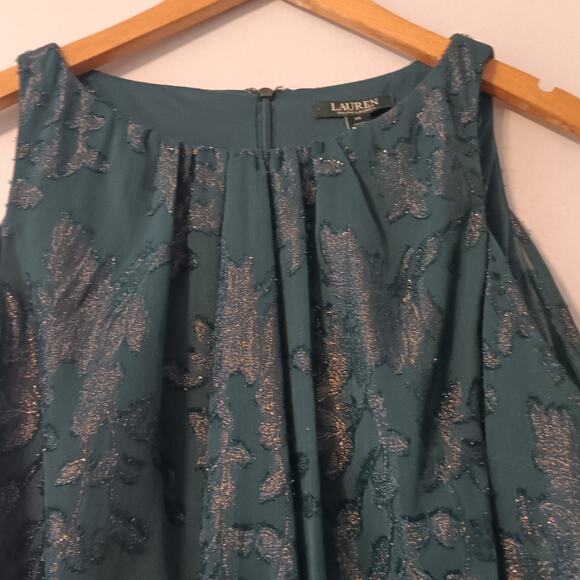 Lauren Ralph Lauren Metallic Floral Cold-Shoulder Gown 14 - Picture 4 of 7